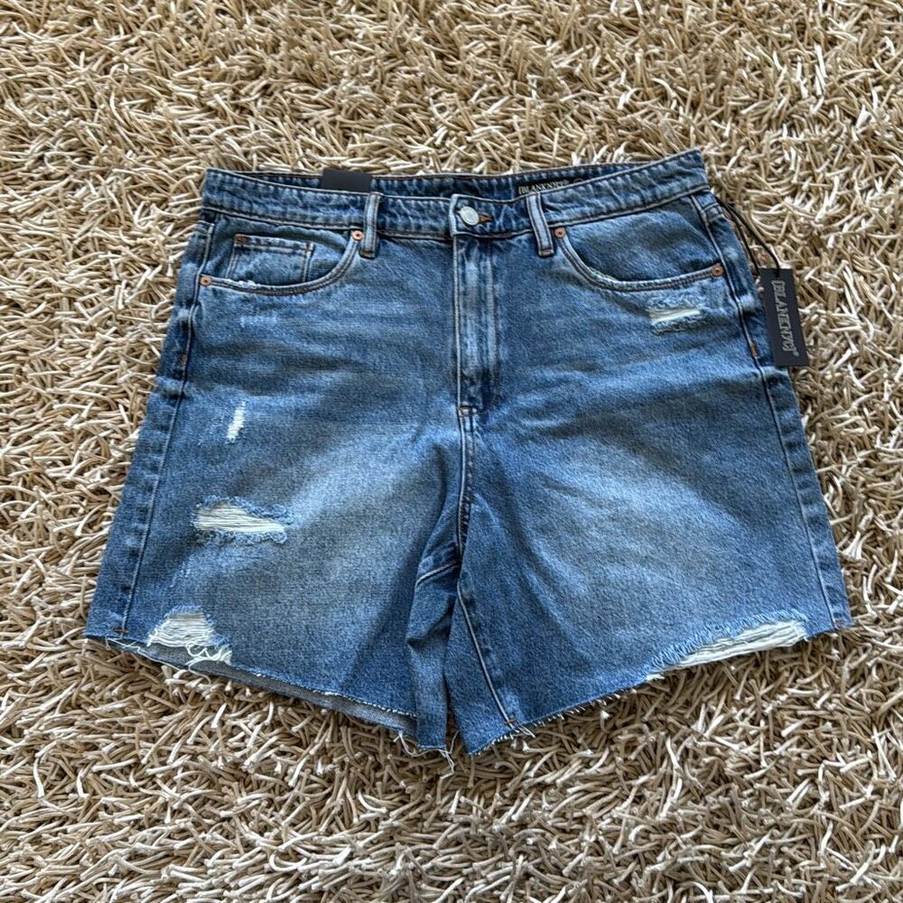 BLANK NYC Distressed High Rise Denim Shorts Size 31